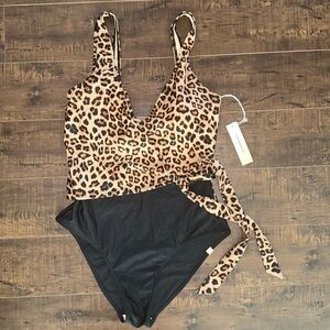 SUMMERSALT Leopard Wrap one piece swimsuit